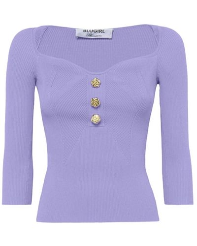 Blugirl Blumarine V-Neck Knitwear - Purple