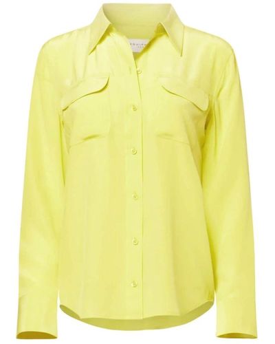 Equipment Seidenes signature shirt mit sandgewaschenem finish - Gelb