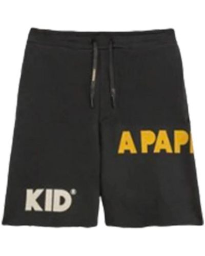 A PAPER KID Bermuda sweatpants mit falten und druck - Schwarz
