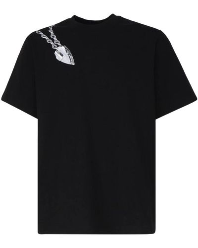 Burberry Schwarzes baumwoll-t-shirt runder kragen kurze ärmel