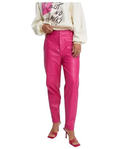 Alix The Label Pantalones de cuero sintético con diseño de toro en relieve - Rosa