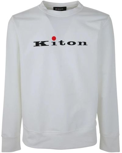 Kiton Weißer rundhalspullover - Grau
