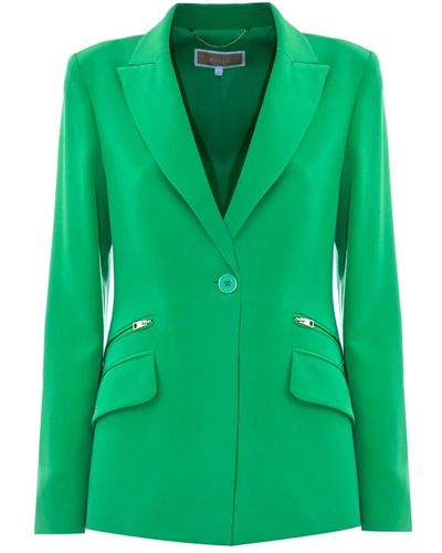 Kocca Elegante blazer con bottone e tasche - Verde