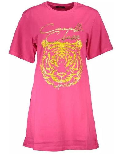 Class Roberto Cavalli Rosa logo print baumwoll t-shirt - Pink