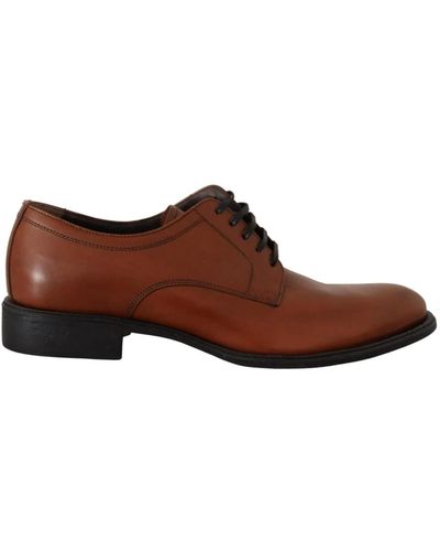 Dolce & Gabbana Brown Leather Lace Up Mens Formal Derby Shoes - Braun