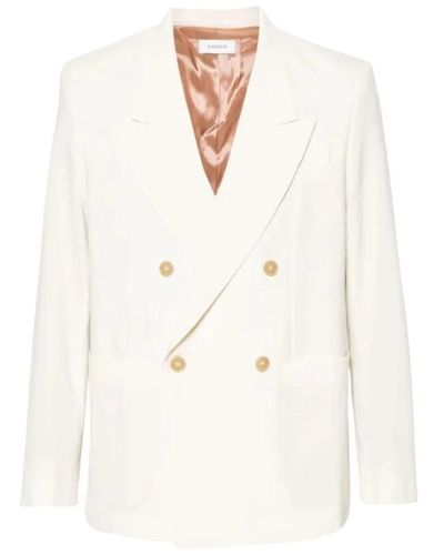 Laneus Cremefarbener blazer mit wollmischung - Weiß