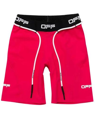 Off-White c/o Virgil Abloh Rosa elastische shorts mit logo - Rot