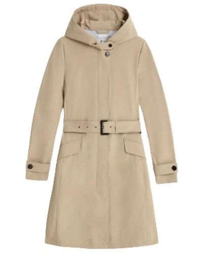 Woolrich Belted Coats - Natural