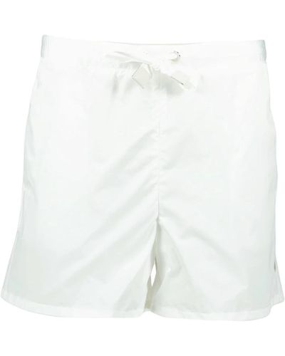 Moncler Nylon-shorts mit kordelzug einfarbig - Weiß