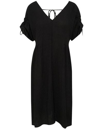 Soaked In Luxury Schwarzes v-ausschnitt kleid mit rückenausschnitt