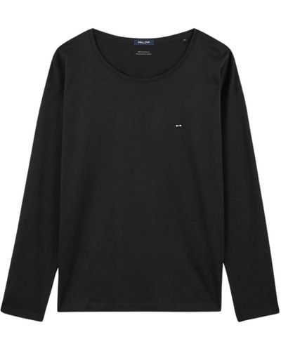Eden Park Camiseta de manga larga de algodón pima - Negro