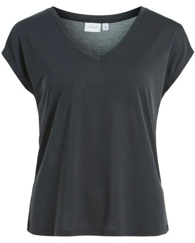 Vila Es V-Ausschnitt T-Shirt für Frauen - Schwarz