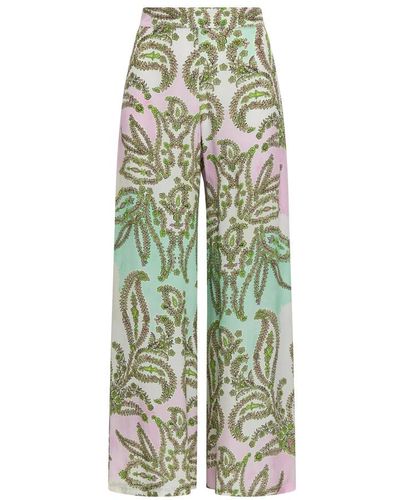Maliparmi Pantaloni in crepe di viscosa stampata a farfalla - Verde