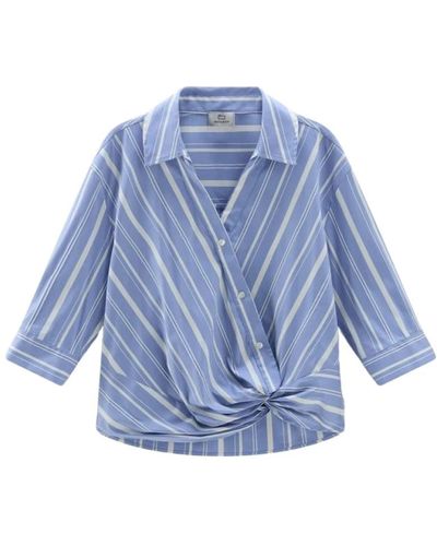 Woolrich Camicia a righe in cotone per donne - Blu