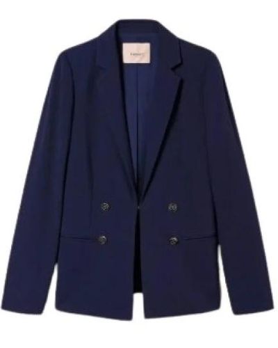 Twin Set Elegant blazer vest mit revers - Blau