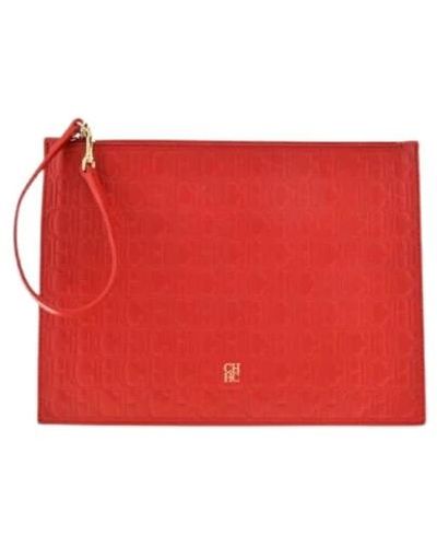 Carolina Herrera Continental shopping pochette in pelle - Rosso