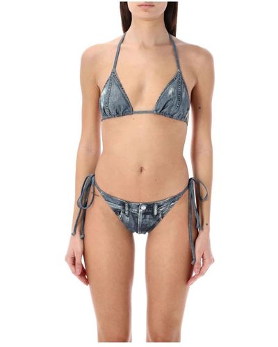 Acne Studios Blau denim bedrucktes bikini-set