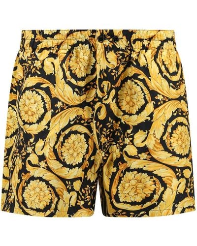 Versace Seiden gold shorts elastischer bund - Gelb