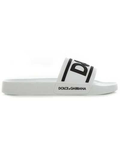 Dolce & Gabbana Logo slides gummi sandalen - Weiß