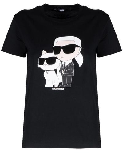 Karl Lagerfeld Karl Ikonik Karl & Choupette T-shirt - Black