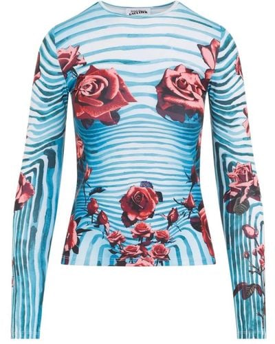 Jean Paul Gaultier Body morphing top blau rot weiß