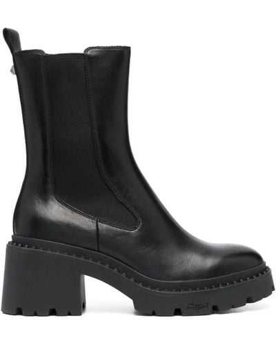 Ash Nico 75mm Leather Ankle Boots - Black