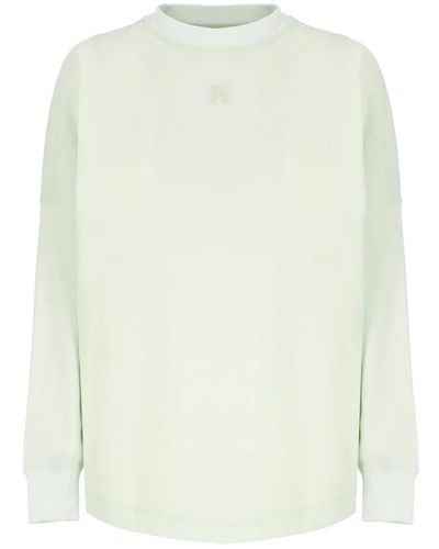 Palm Angels Grünes baumwoll-t-shirt mit besticktem logo - Weiß
