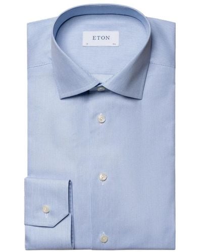 Eton Blaues gestreiftes twill-hemd