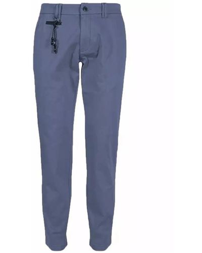 Yes-Zee Pantaloni chinos in cotone blu con cinque tasche