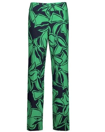 Joseph Ribkoff Pantaloni verdi a gamba larga con stampa floreale per donne - Verde