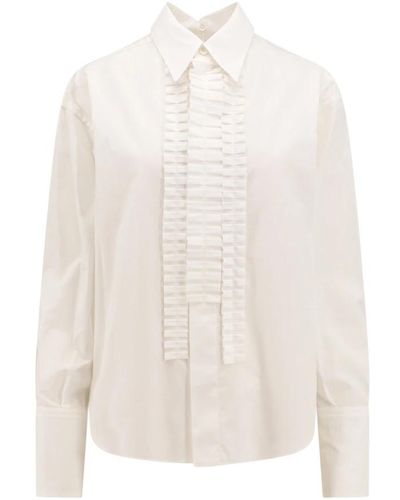 Marni Camicia in cotone organico per donne con chiusura nascosta - Bianco