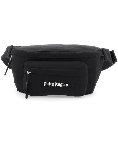 Palm Angels Canvas waist bag with embroidered logo. - Nero