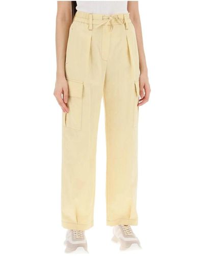 Brunello Cucinelli Pantalones utilitarios de gabardina con bolsillos - Amarillo