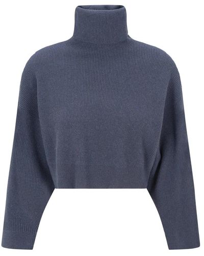Brunello Cucinelli Cashmere silk wool turtleneck sweater - Blau