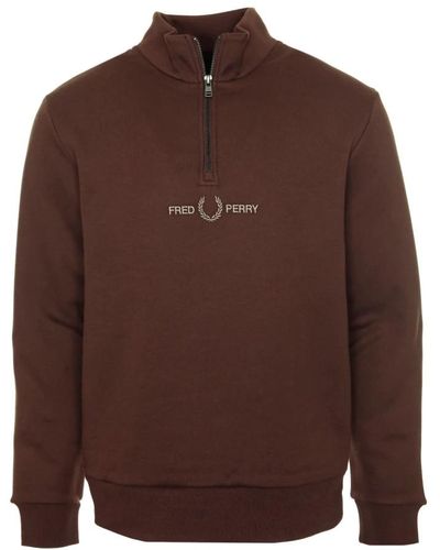 Fred Perry Stylischer sweatshirt mit stehkragen - Braun