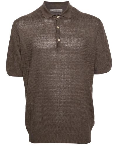 Corneliani Leinen polo shirt 100% made in italy - Braun