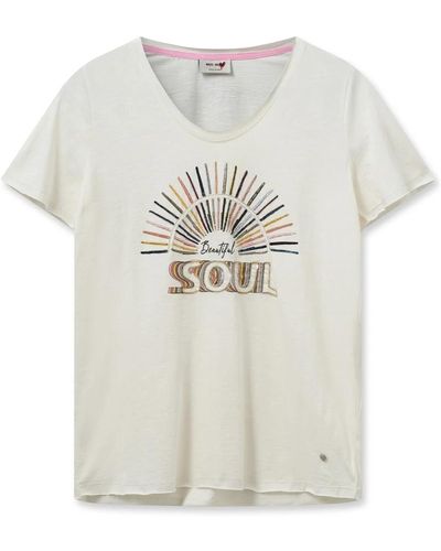 Mos Mosh T-shirt con stampa grafica con perle e paillettes - Bianco