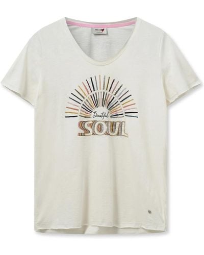 Mos Mosh T-shirt mit grafischem druck und perlen & pailletten - Weiß