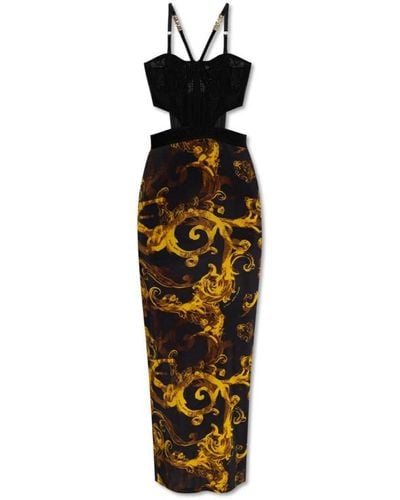 Versace Paneled Dress, - Black