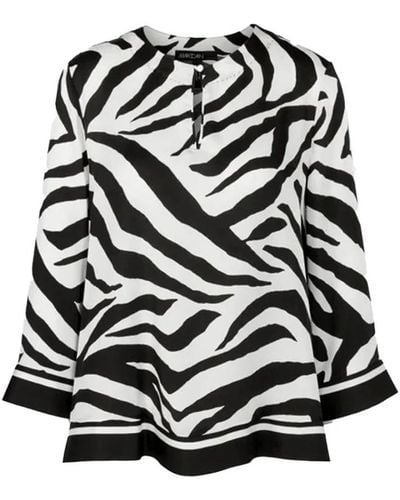 Marc Cain Zeitlose eleganz bluse mit zebra print - Schwarz