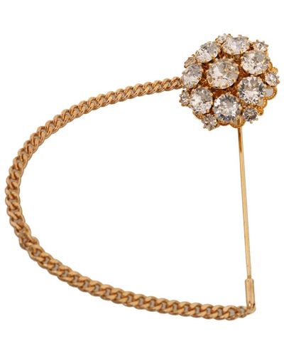 Dolce & Gabbana Spilla con catena di cristallo trasparente - Metallizzato