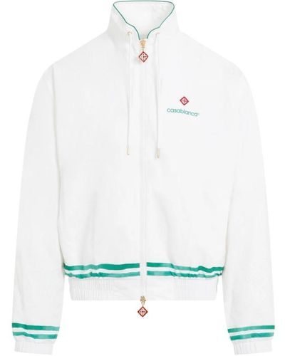 Casablancabrand Weiße track jacket mit grünen streifen