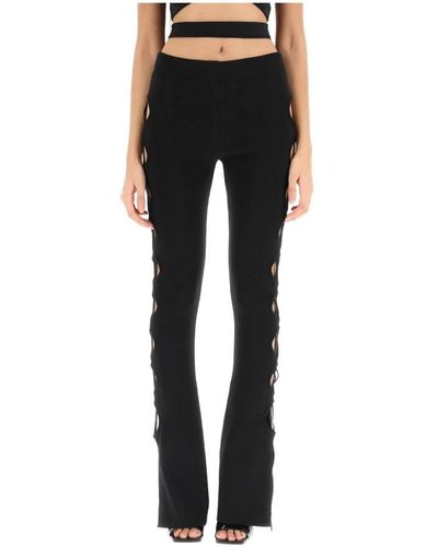 ANDREA ADAMO Andreadamo flared jersey pants with cut outs - Noir