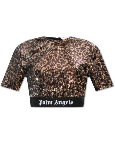 Palm Angels Paillettentop - Braun
