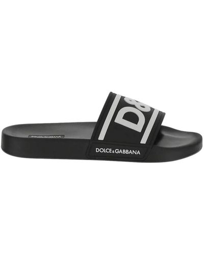 Dolce & Gabbana Gummi beachwear slider - Schwarz