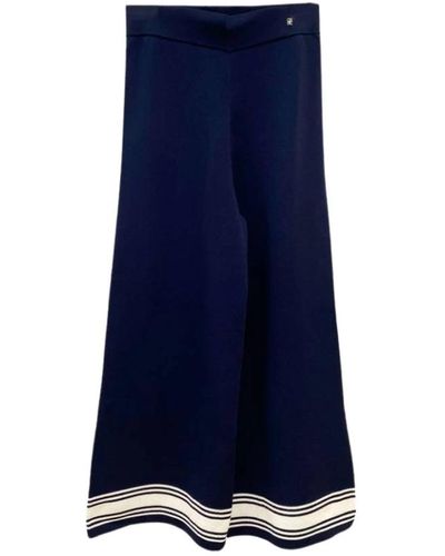 Carolina Herrera Pantaloni maglia blu navy righe bianche