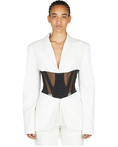 Mugler Blazer con pannello in rete corsetto - Bianco