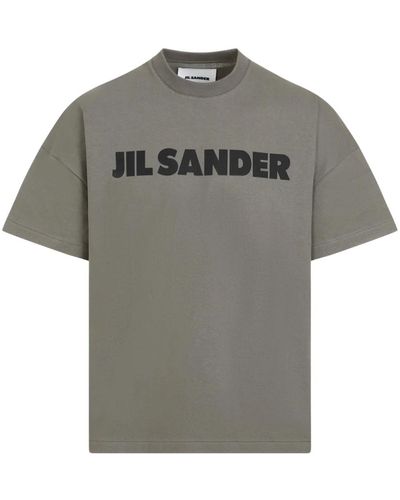 Jil Sander Grünes baumwoll-t-shirt mit logo - Grau