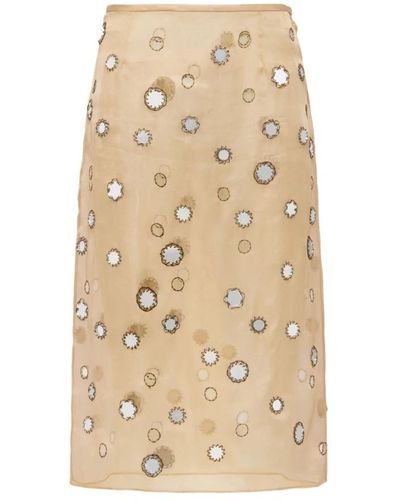 Prada Midi Skirts - Natural