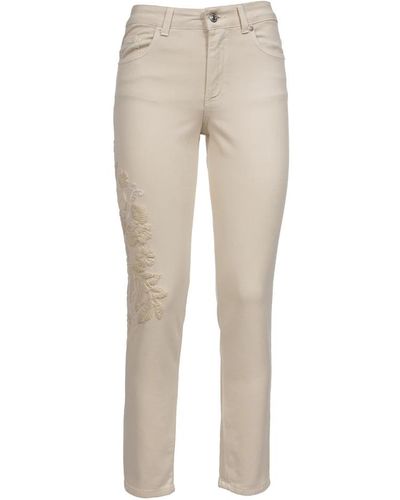 Ermanno Scervino Bestickte jeans modell 5 taschen - Natur